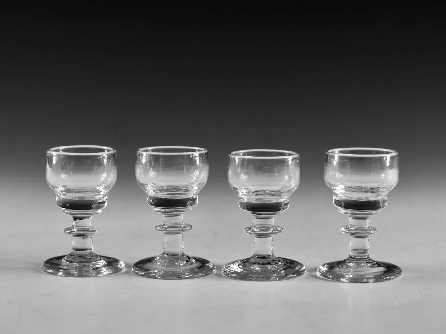 Antique glass four liqueur glasses Irish c1820