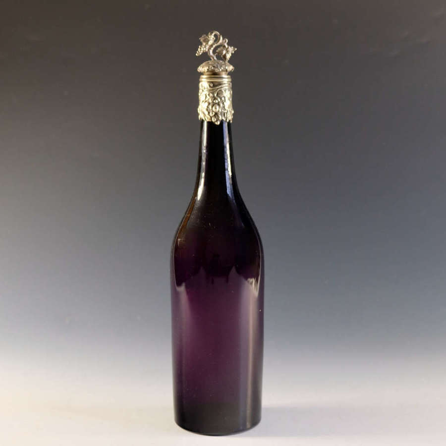 Antique glass - amethyst serving bottle English c1830