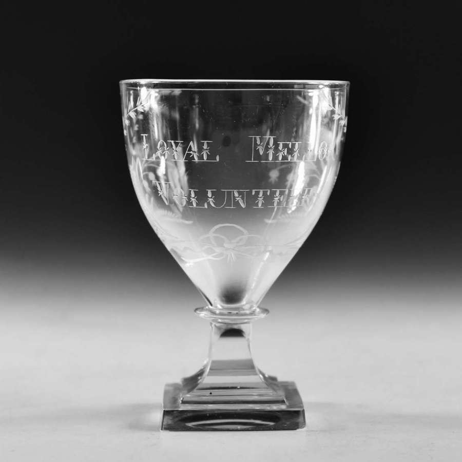 Antique glass - Rummer Loyal Mellor Volunteers c1790