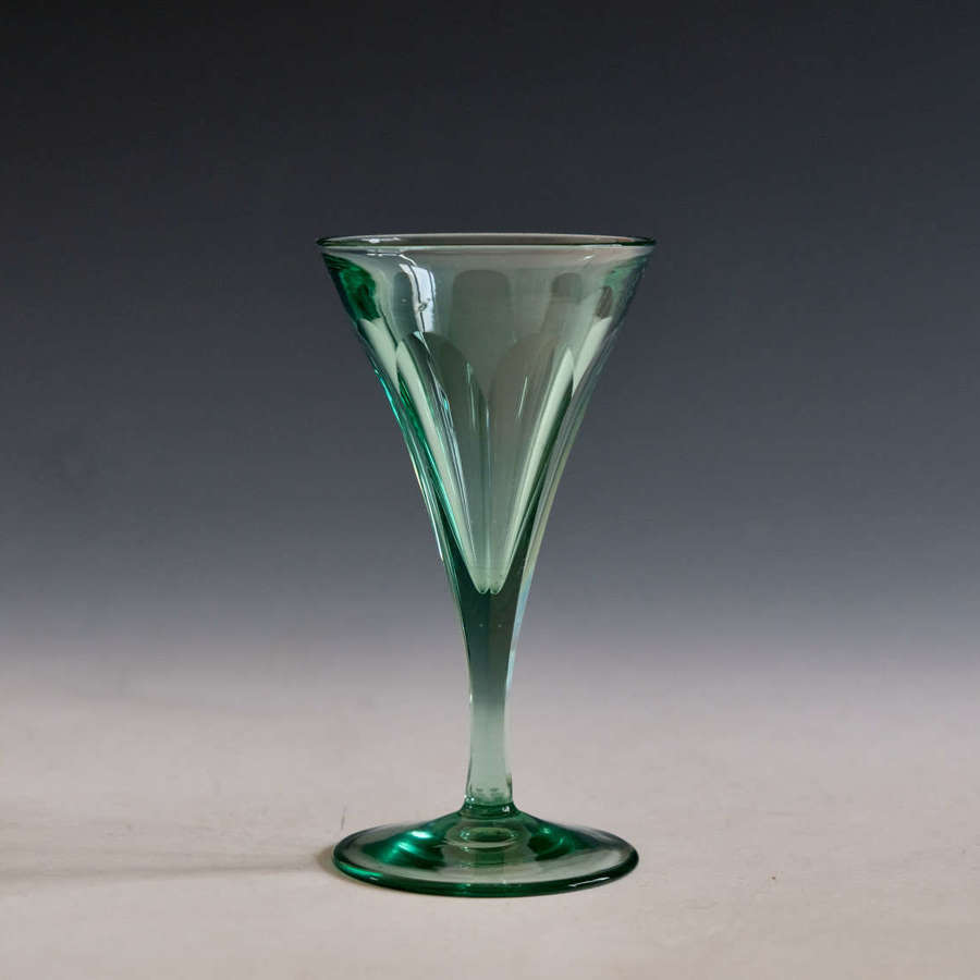 Antique glass - green wine glass English c1840
