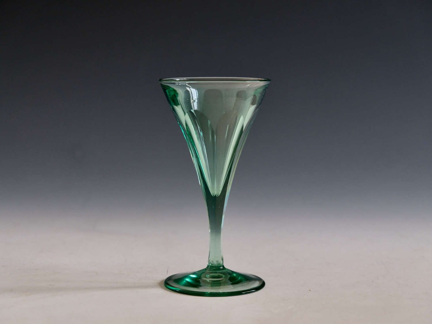 Antique glass - green wine glass English c1840