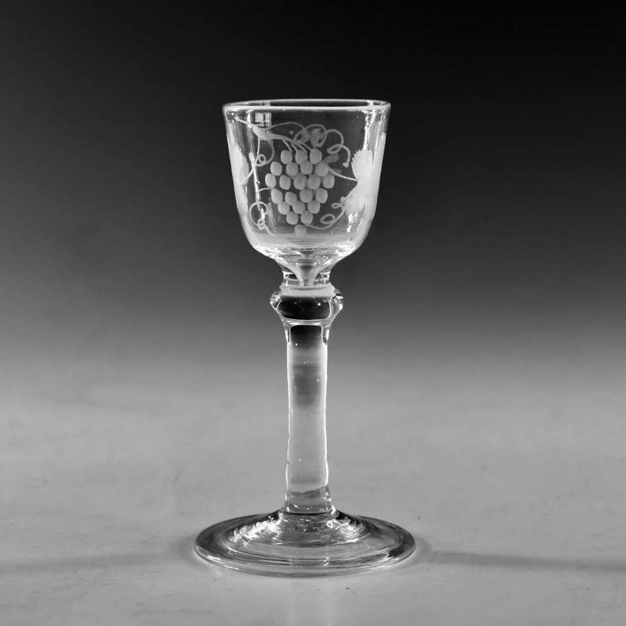 Antique glass - balustroid wine glass English c1750
