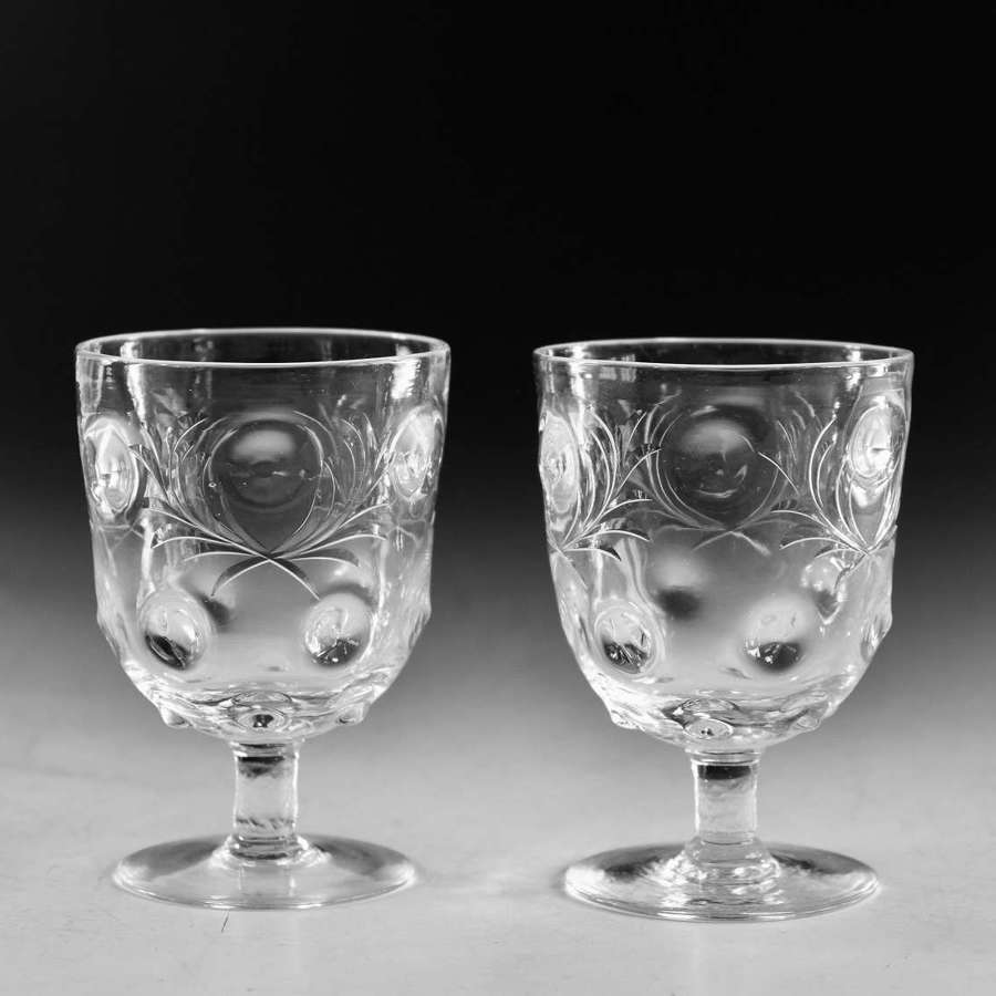 Antique glass - pair of Webb wine glasses c1906 -1935