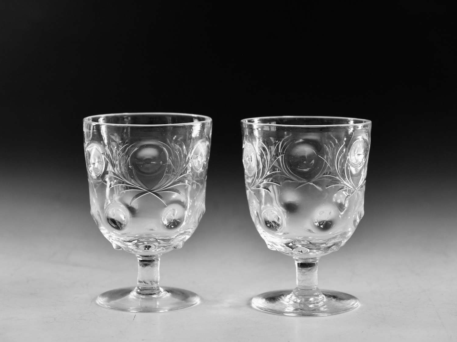 Antique glass - pair of Webb wine glasses c1906 -1935