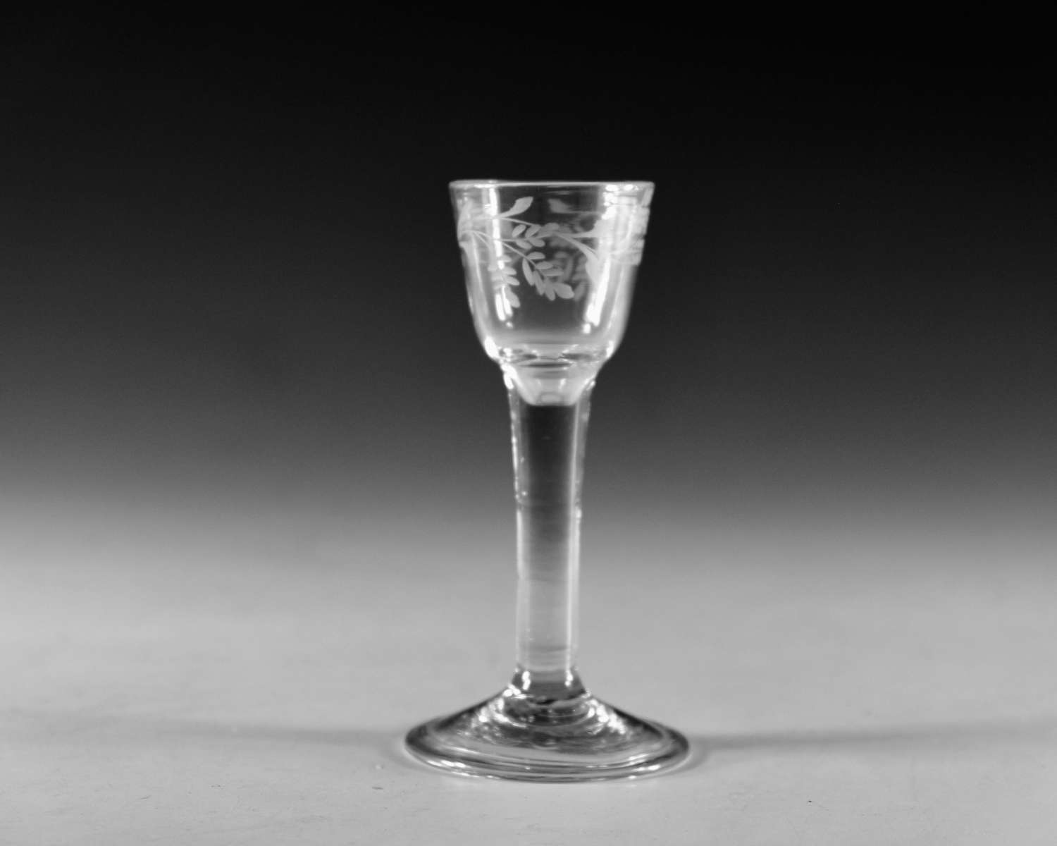 Antique glass - plain stem wine / cordial glass English c1760