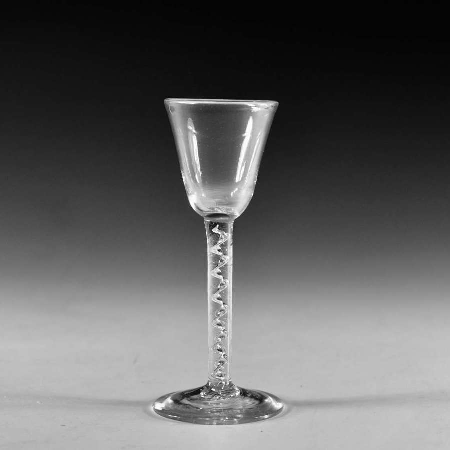 Antique glass - mercury twist wine glass English c1755