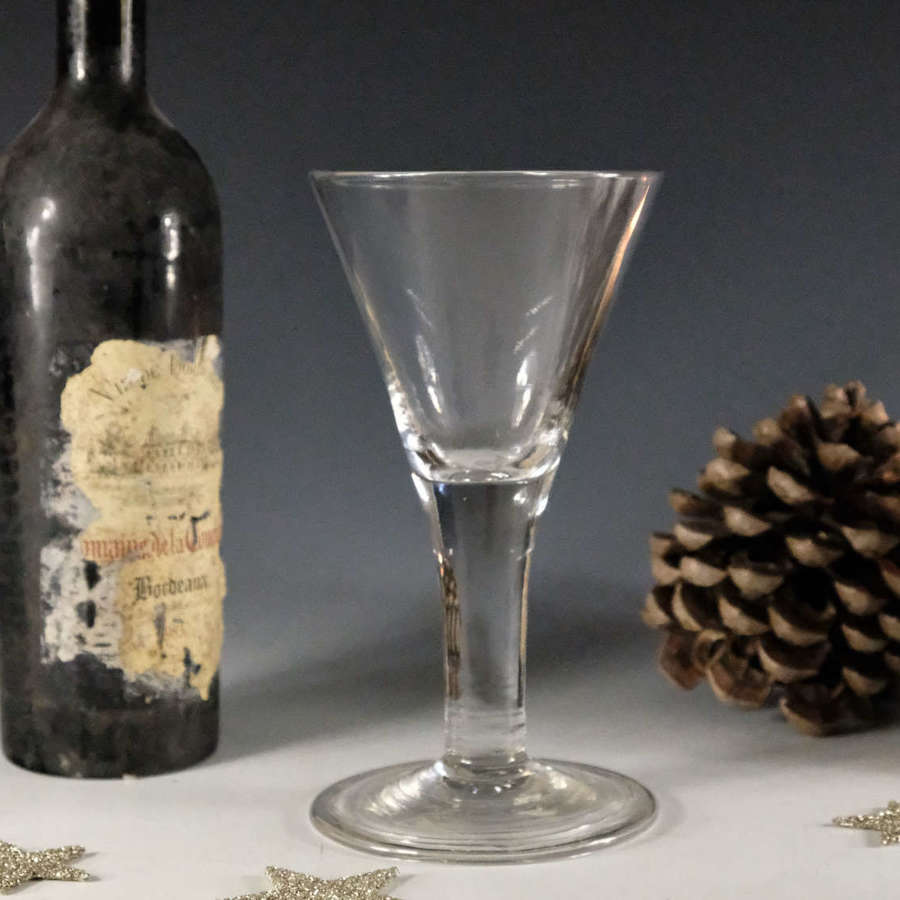 Antique glass - plain stem goblet English c1750
