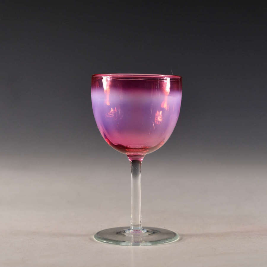 Antique glass - red opal wine glass English 1890