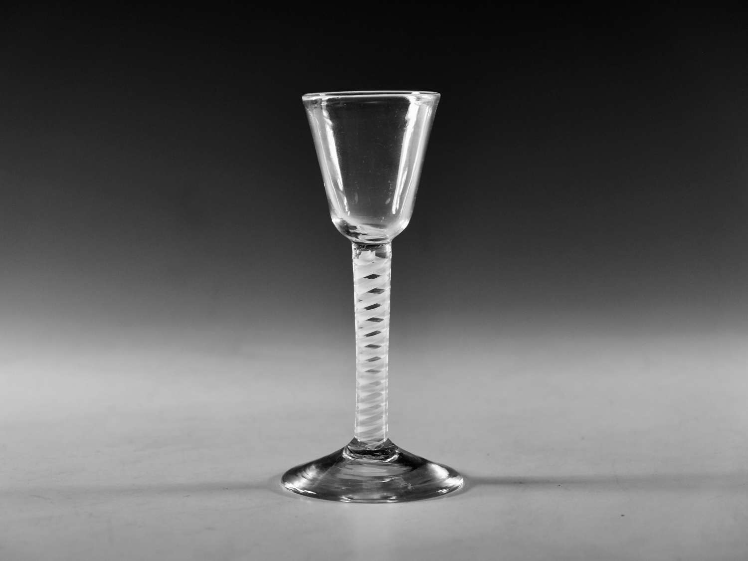 Antique glass - single series opaque twist wine glass English c1765