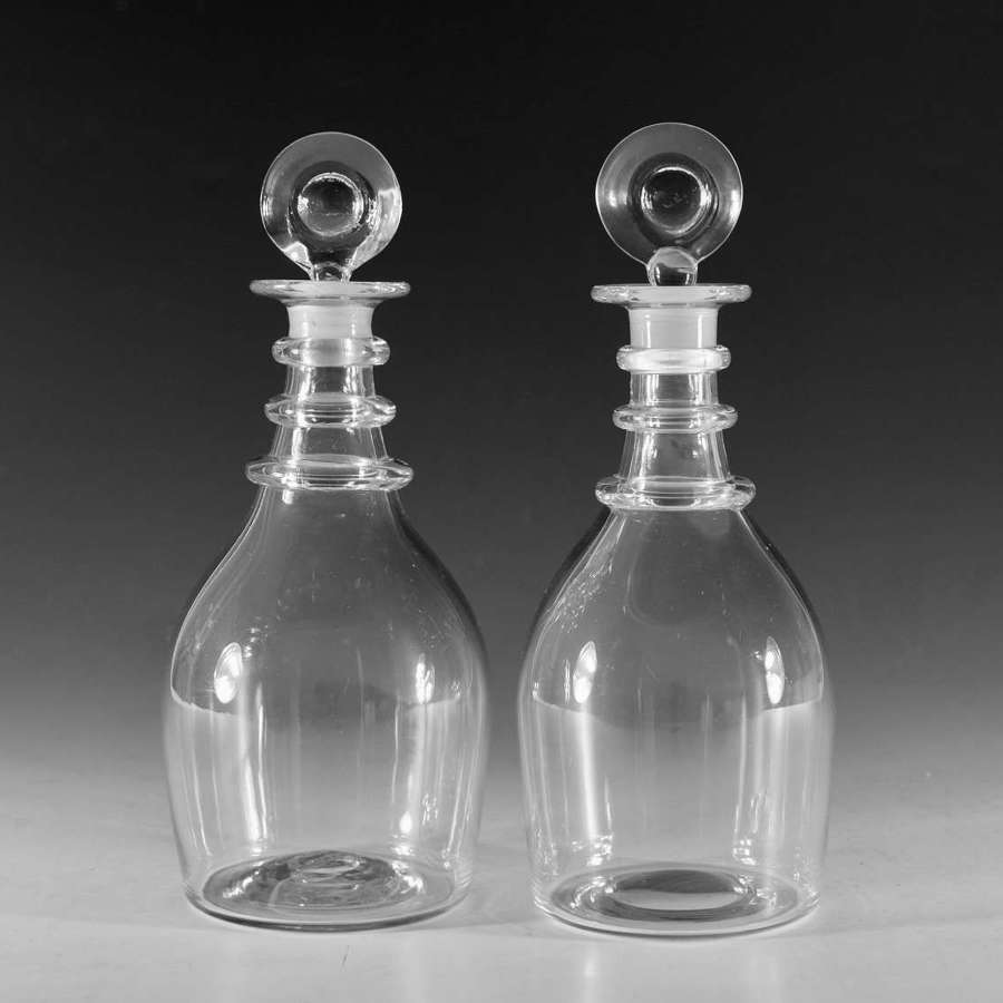Antique glass - near pair of decanters English c1820
