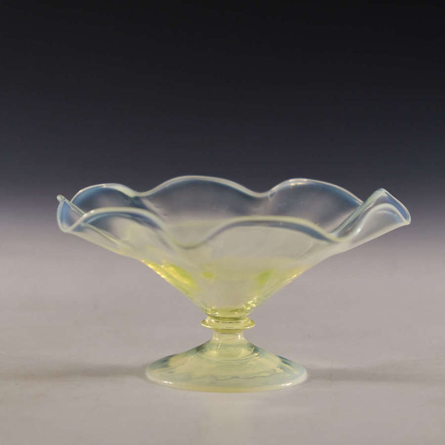Antique glass - tazza straw opal  Whitefriars c1880