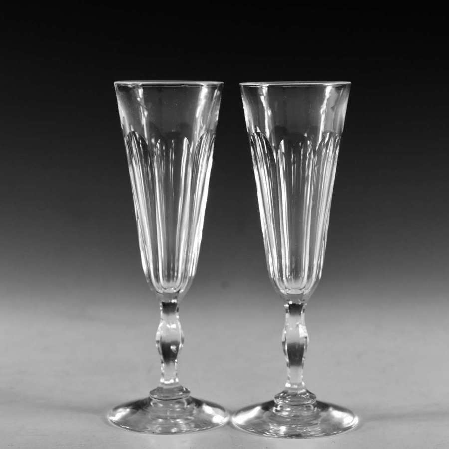 Antique glass - pair of champagne flutes English c1830
