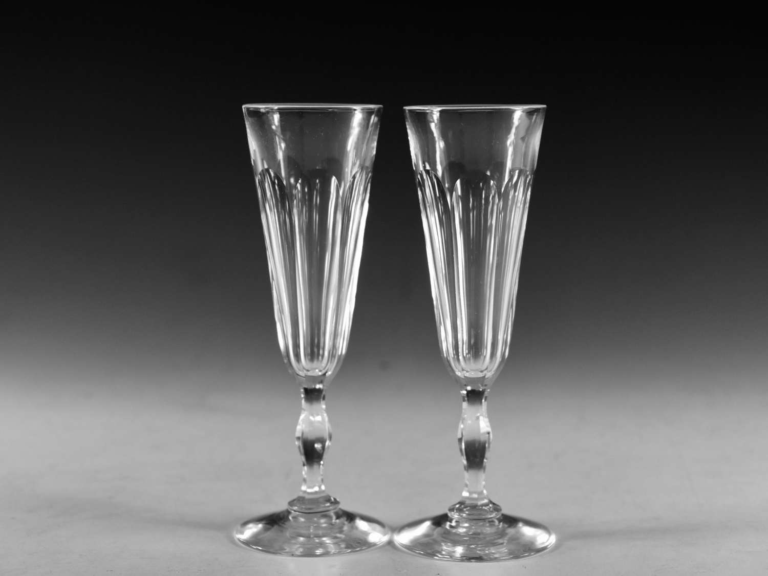 Antique glass - pair of champagne flutes English c1830