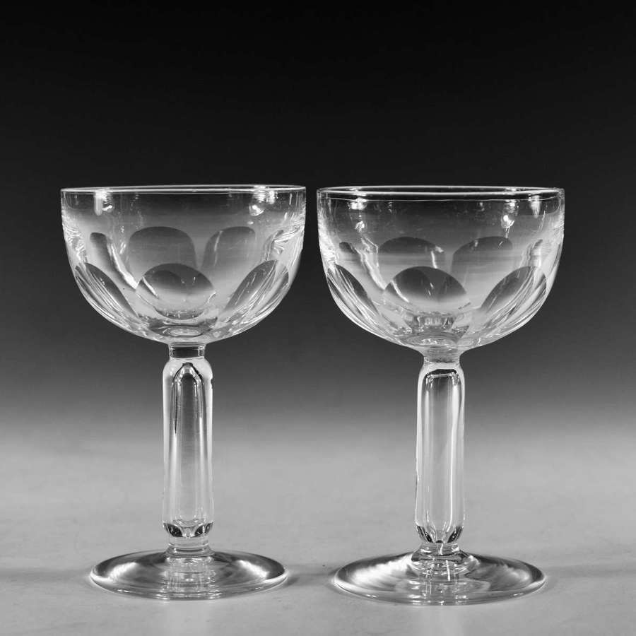 Antique glass - pair of champagne glasses English c1880
