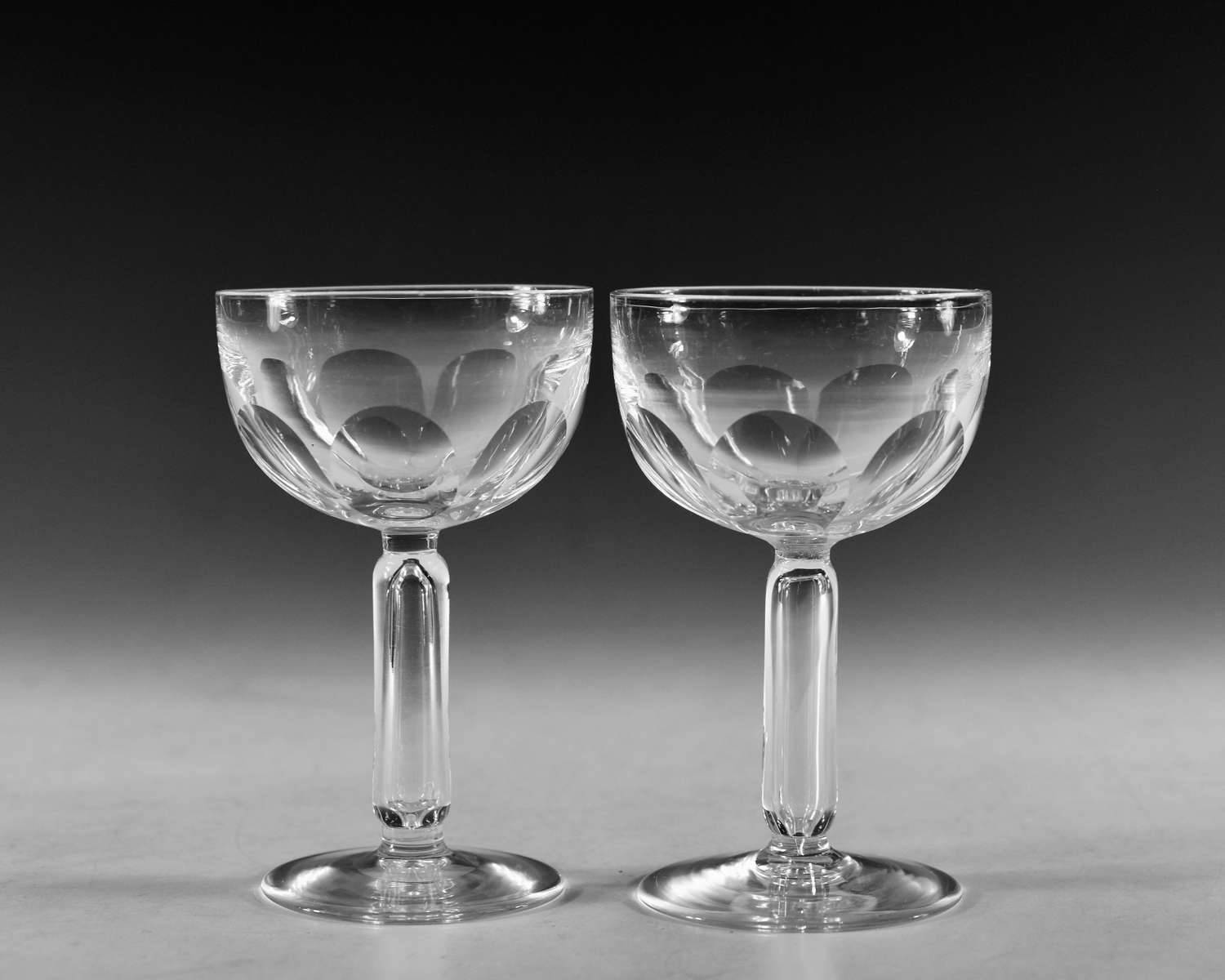Antique glass - pair of champagne glasses English c1880