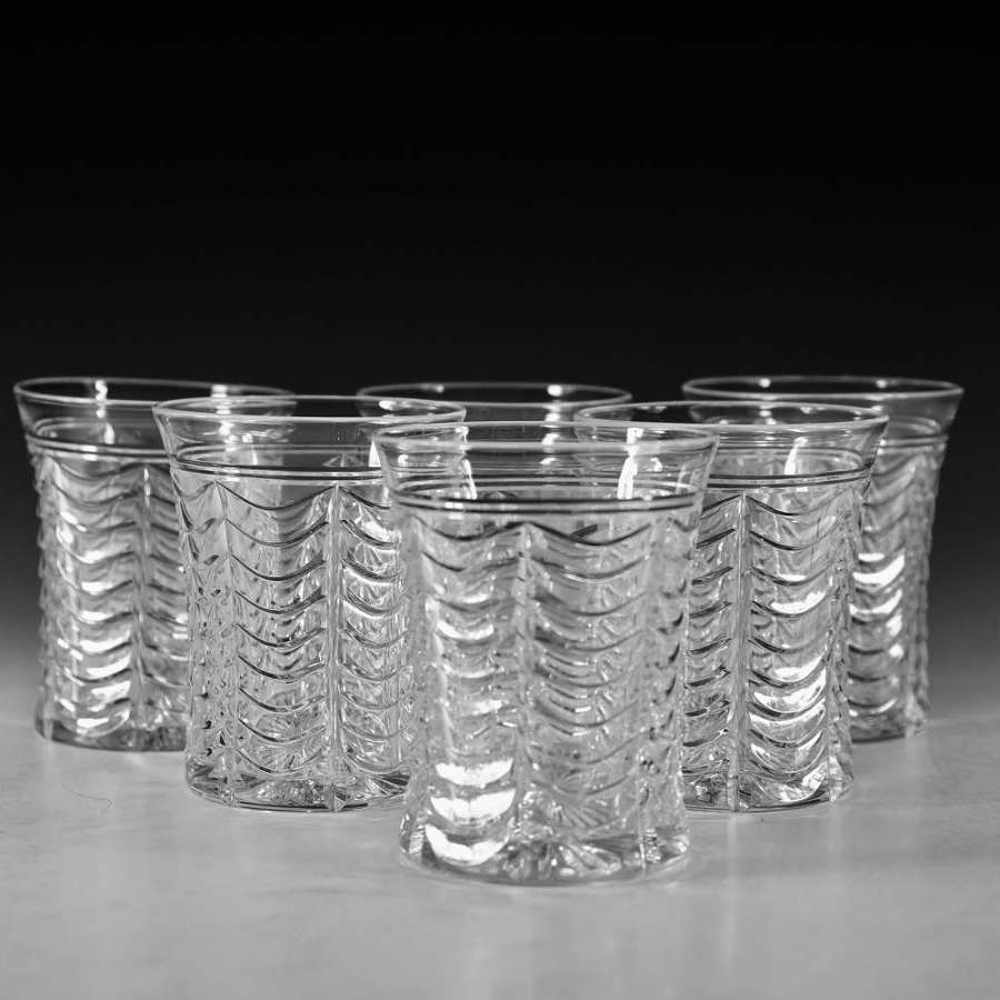Antique glass - set of six tumblers Stuart 1950's