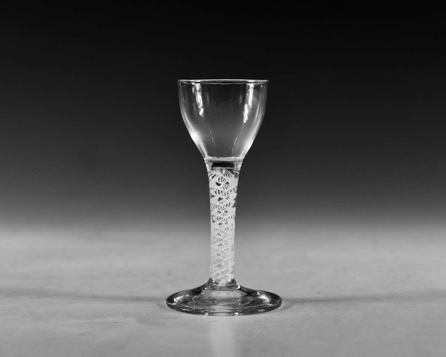 Antique glass opaque twist wine glass English c1770