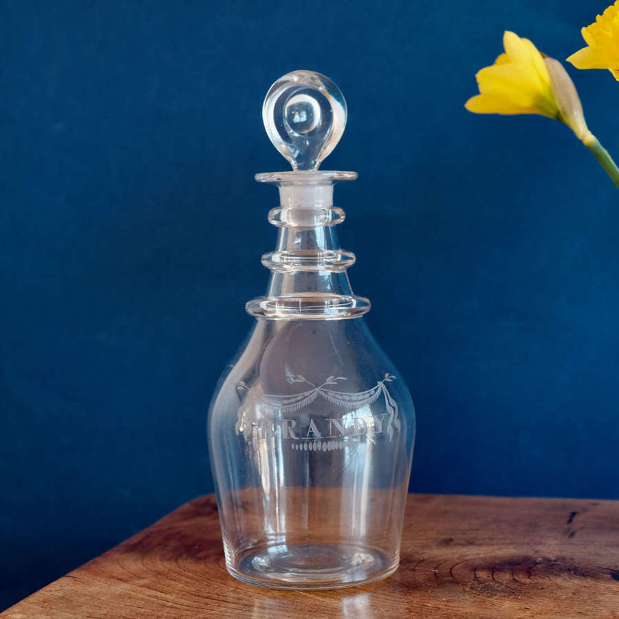 Antique glass decanter Brandy English c1820