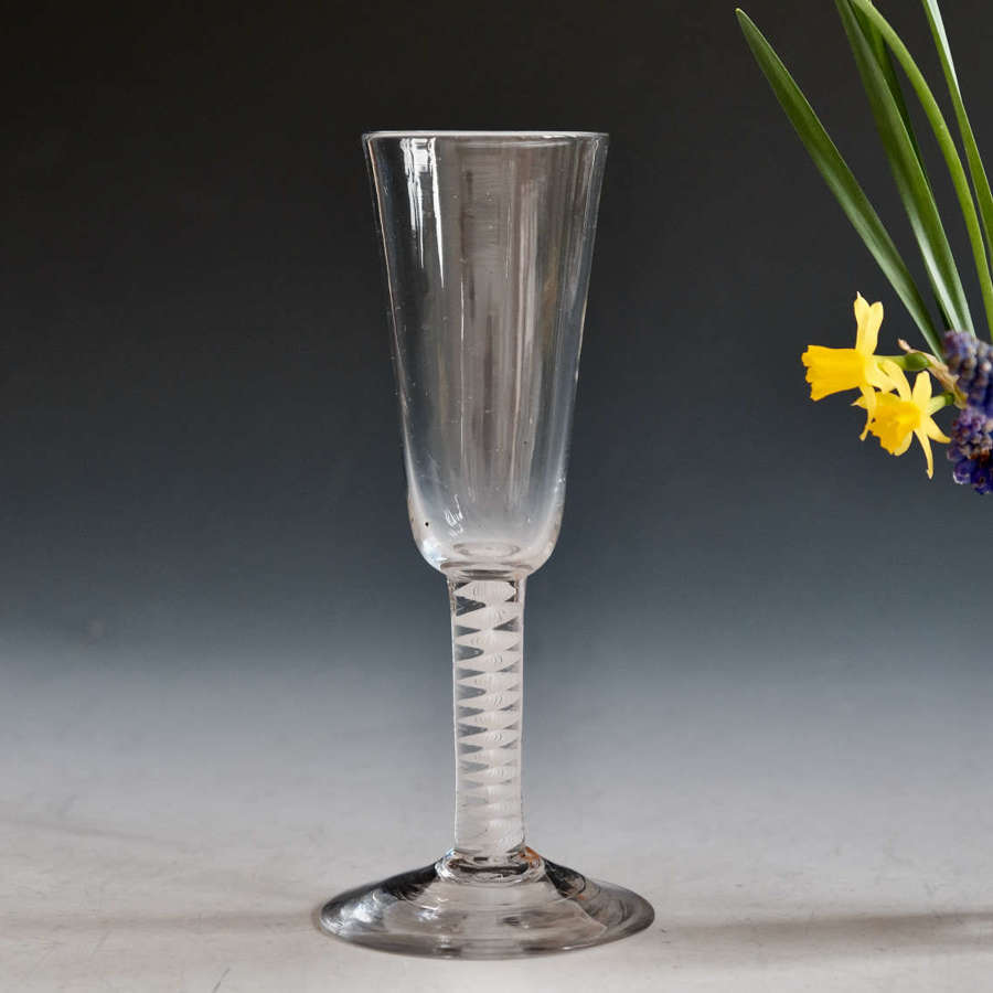 Antique glass opaque twist ale glass English c1765