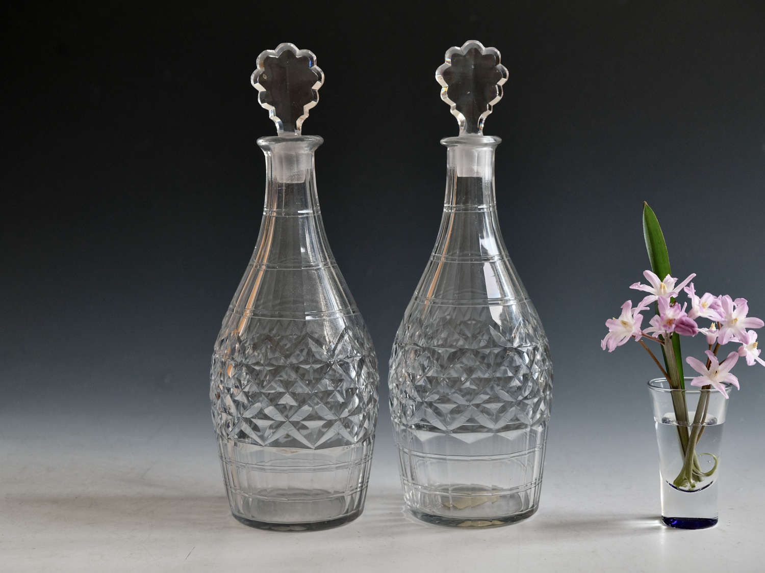 Antique glass decanters pair English c1770