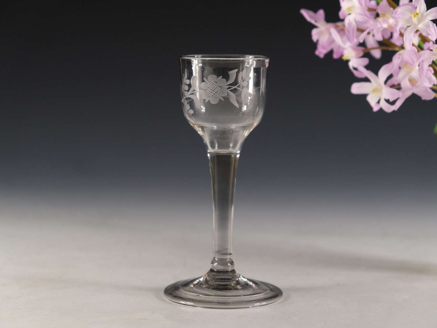 Antique glass wine glass plain stem English c1760