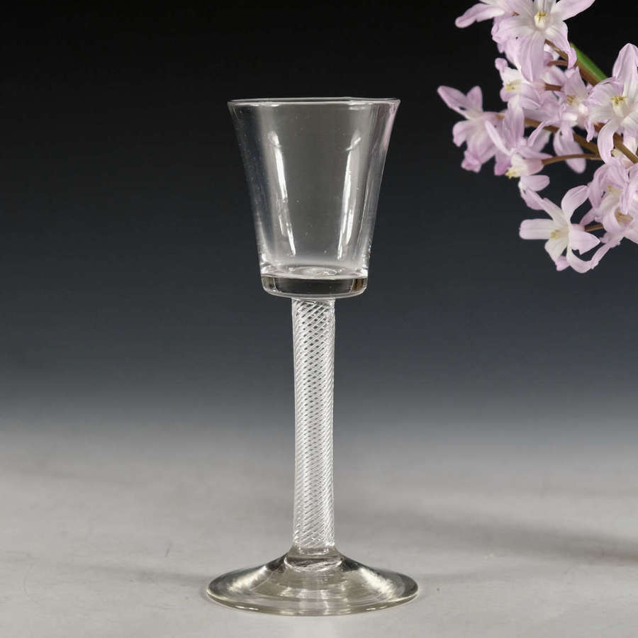 Antique glass wine glass air twist English c1755
