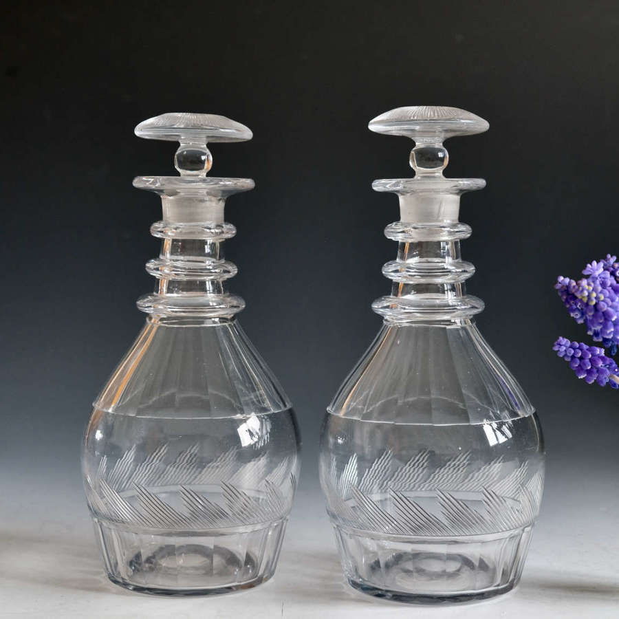 Antique glass decanters pair English c1835
