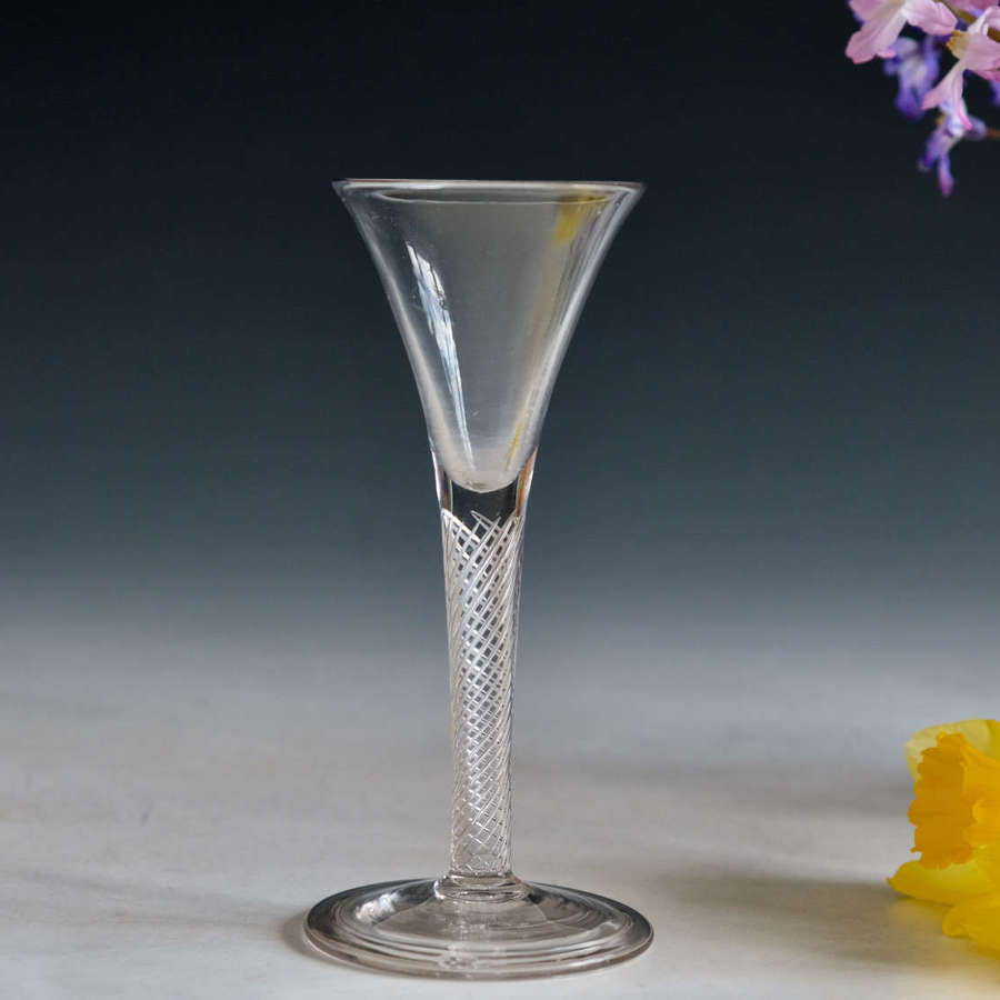 Antique glass wine glass air twist stem English c1755