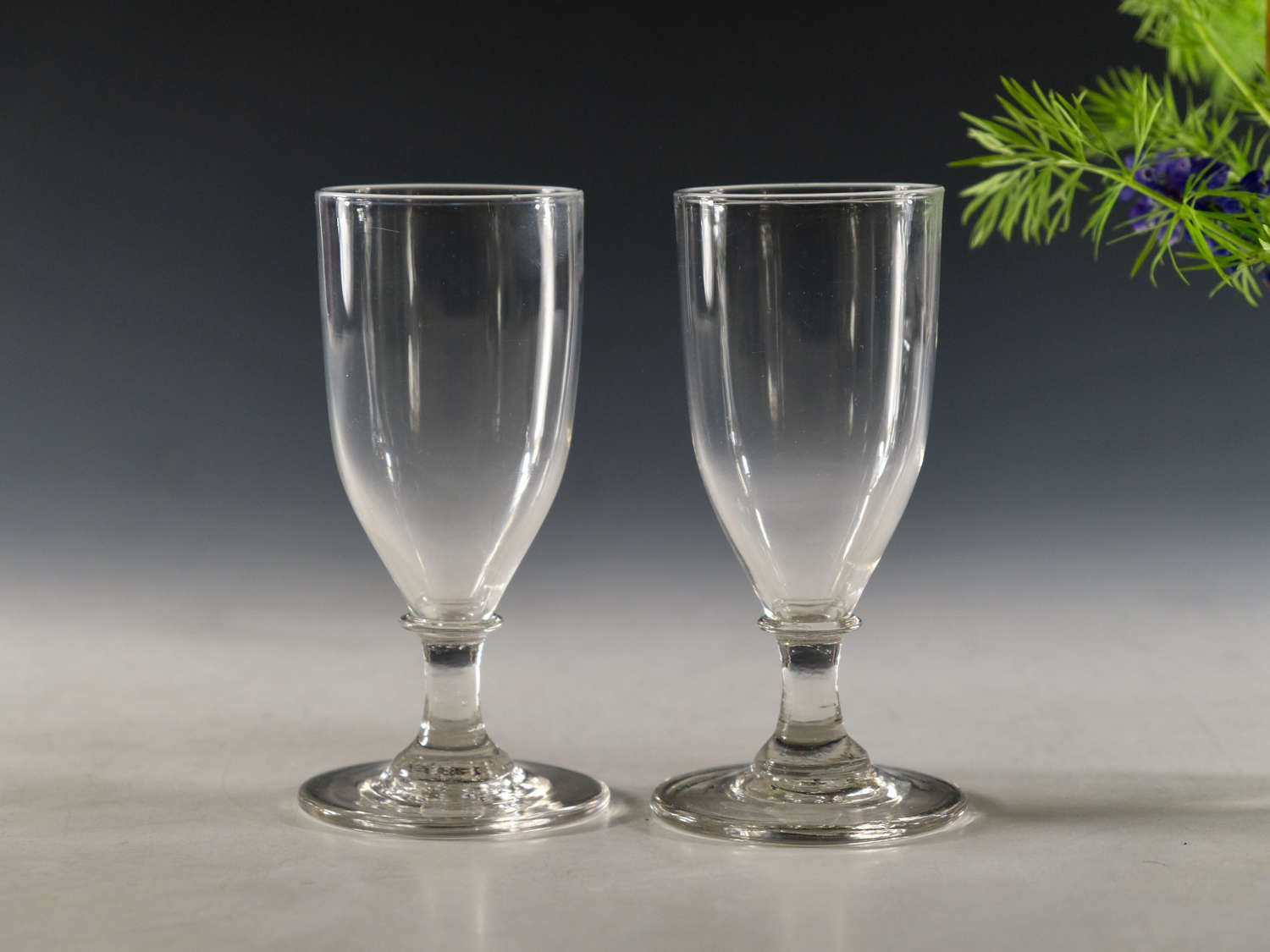 Antique glass ale glasses pair English c1810