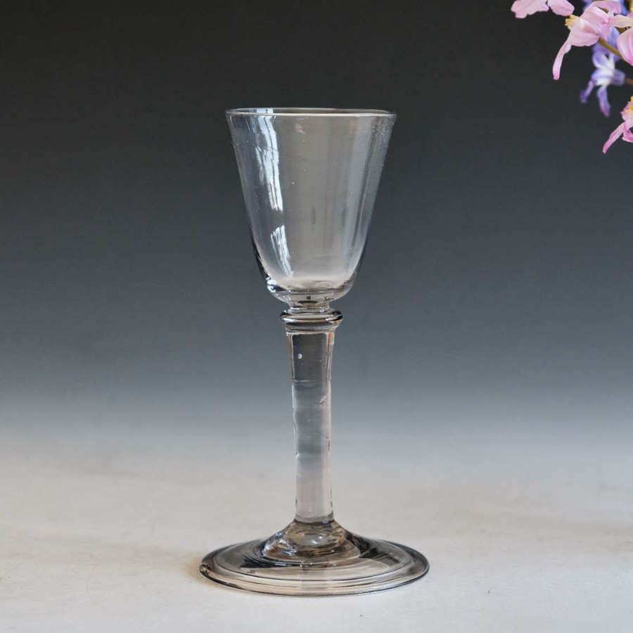 Antique glass balustroid wine glass English c1750