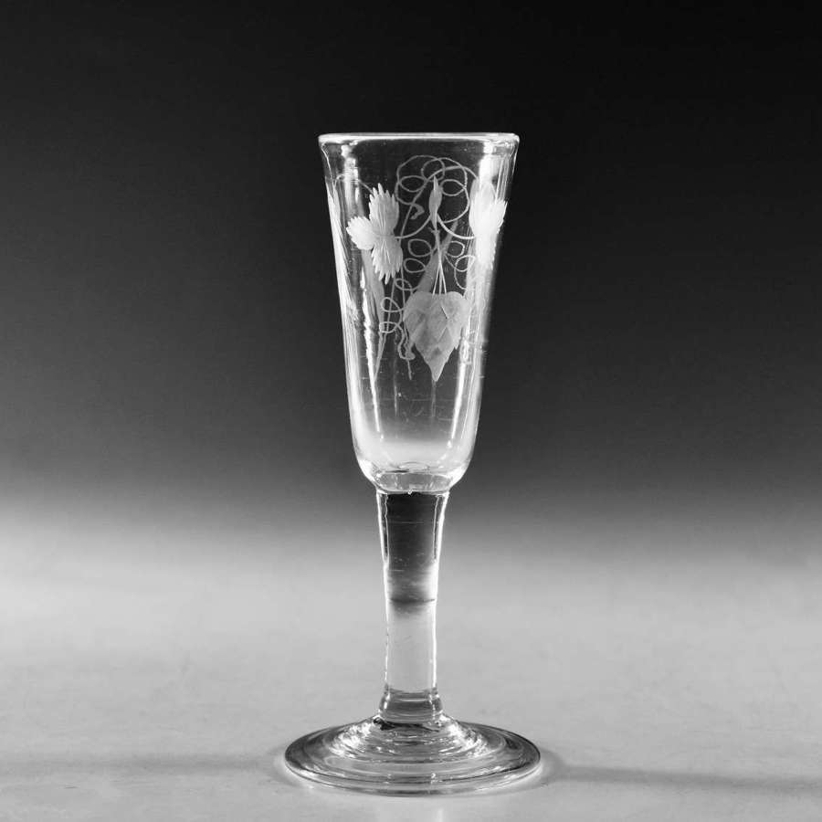 Antique glass ale glass plain stem English c1760