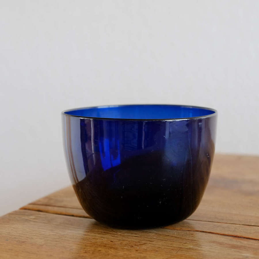 Antique glass finger bowl blue English c1800