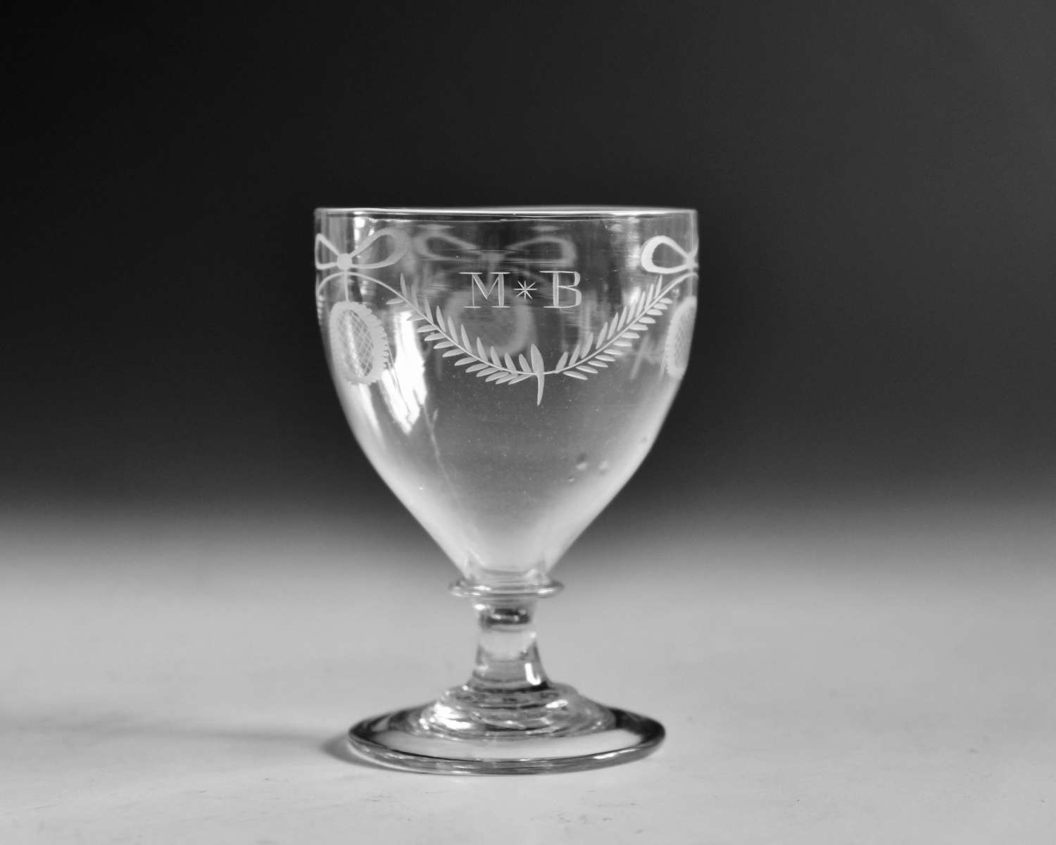 Antique glass rummer engraved English c1800