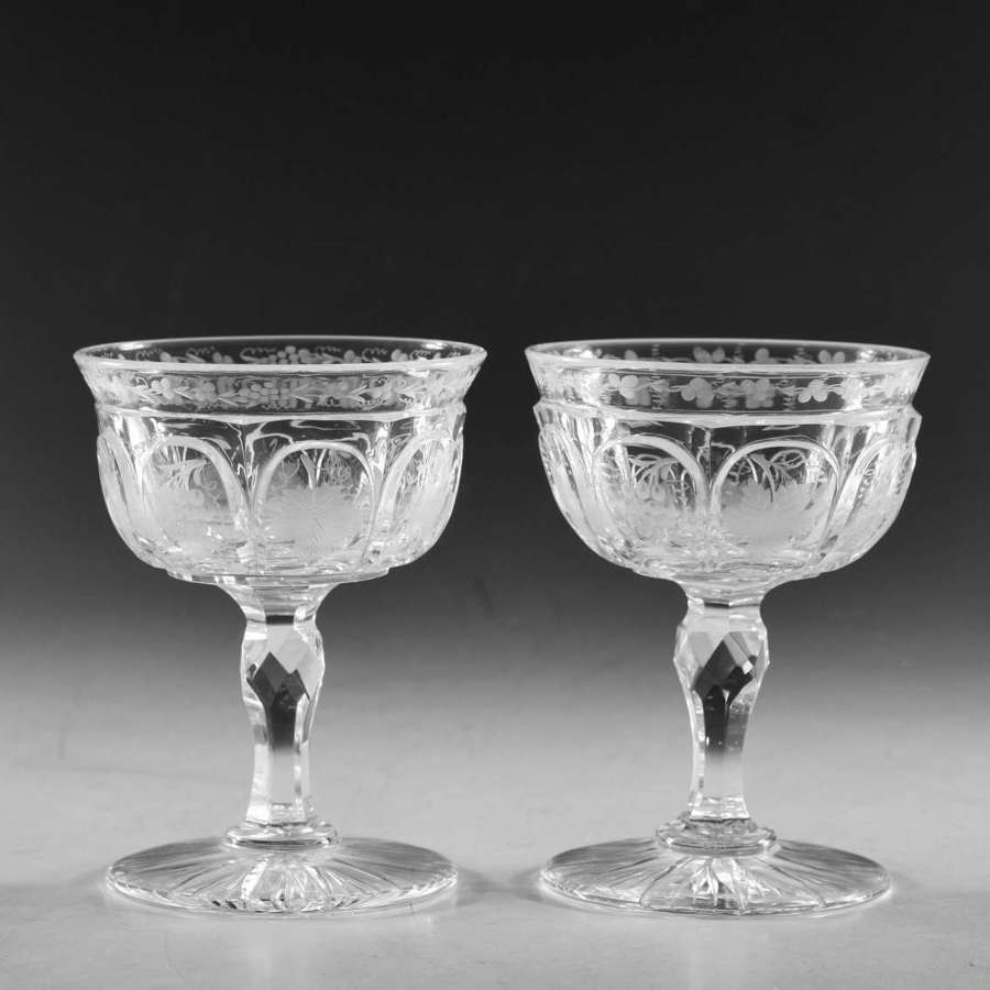Antique glass champagne glass pair English c1870