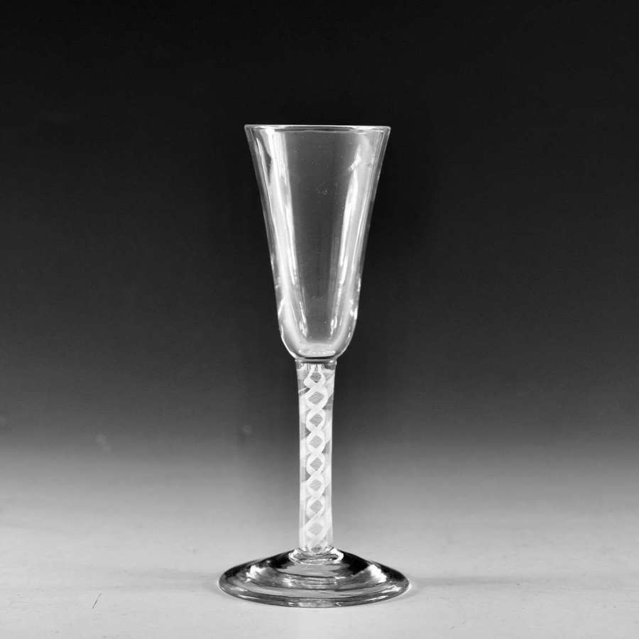 Antique glass ale glass opaque twist English c1765