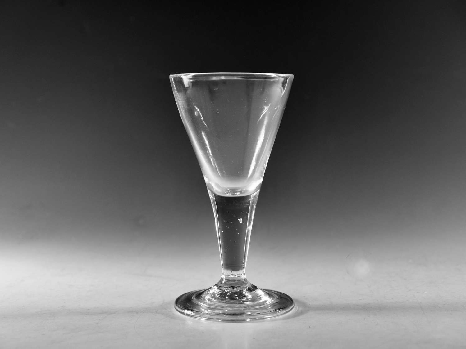 Antique glass plain stem goblet English c1730/40