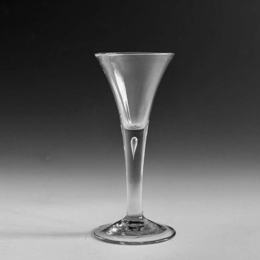 Antique glass plain stem wine glass English c1750