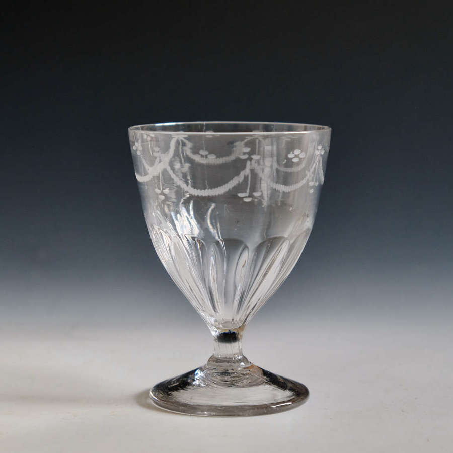 Antique glass rummer petal moulded English c1800