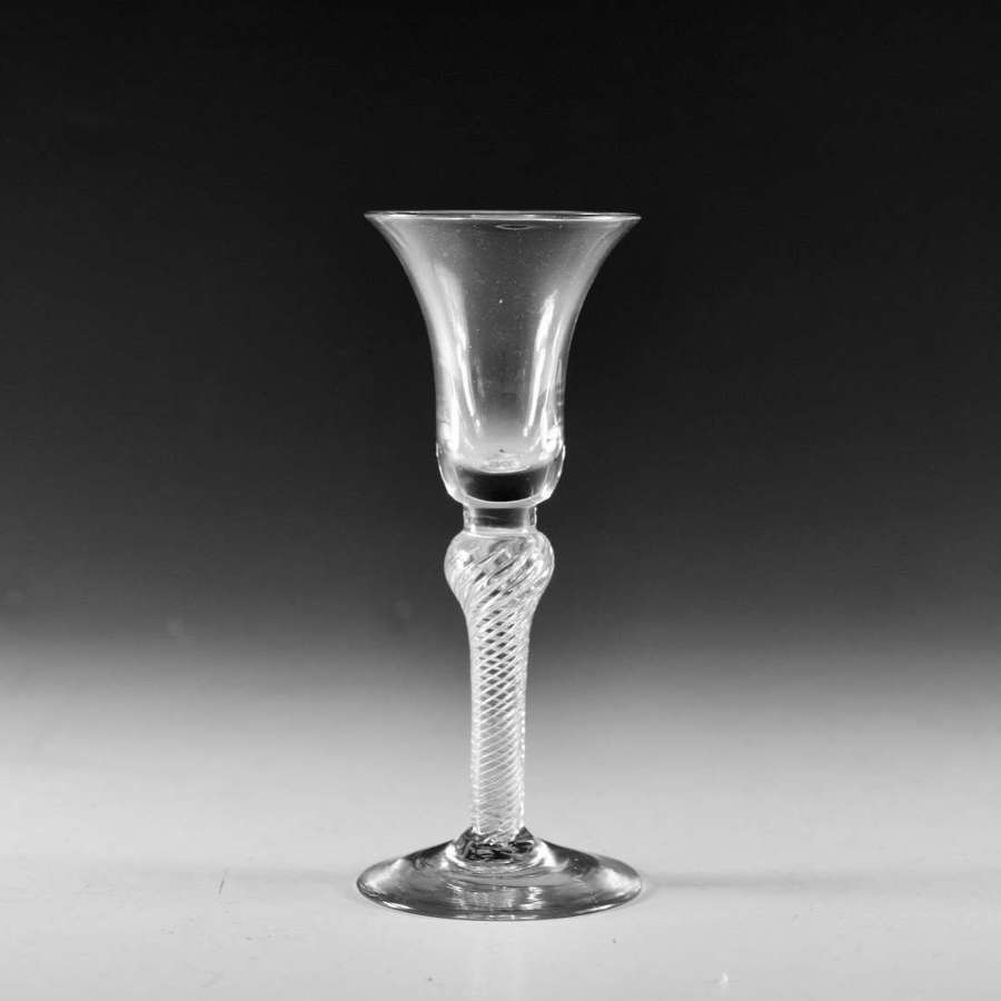 Antique glass multi spiral air twist wine glass English c1765