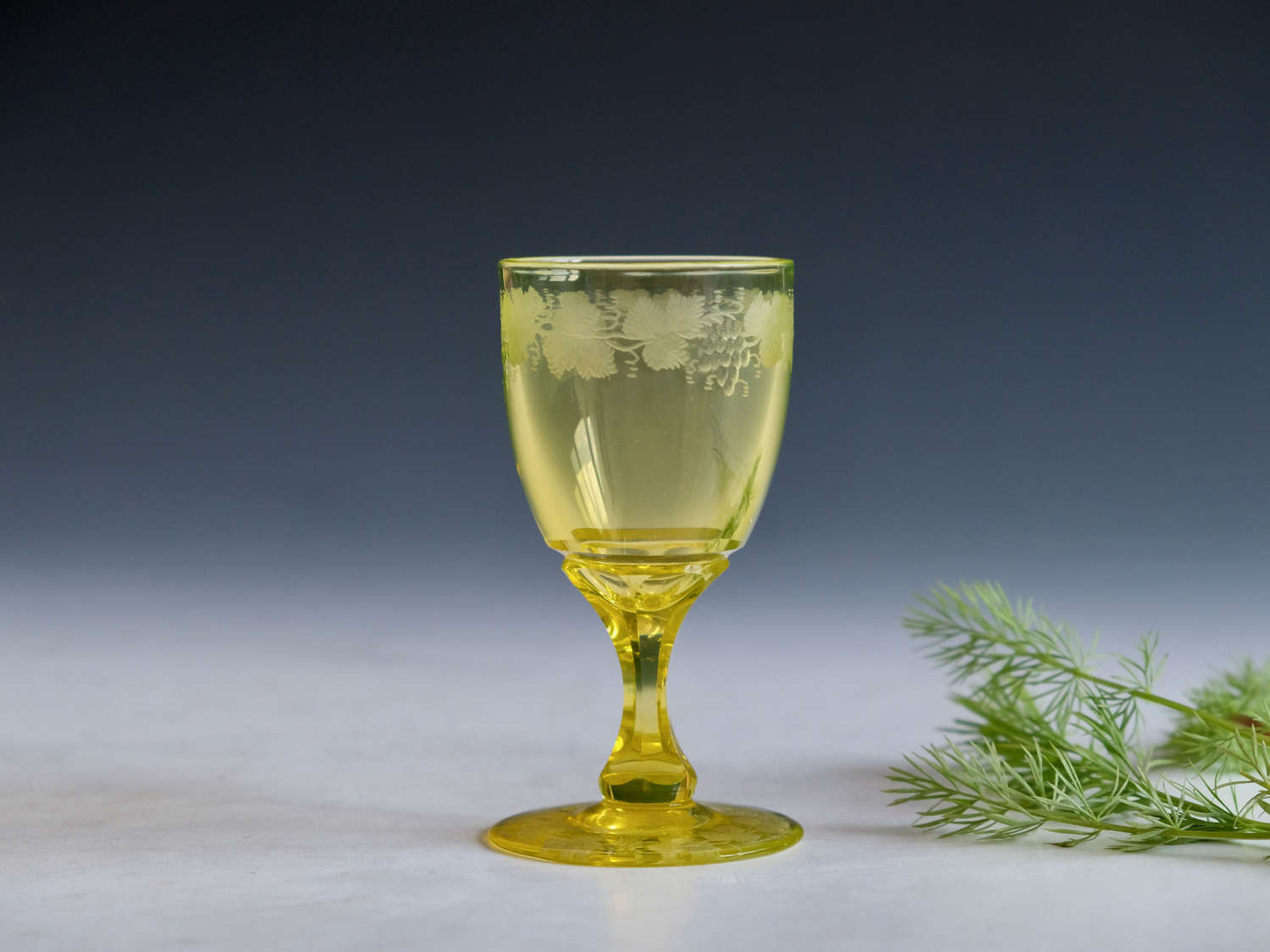 Antique glass yellow wine glass English c1850