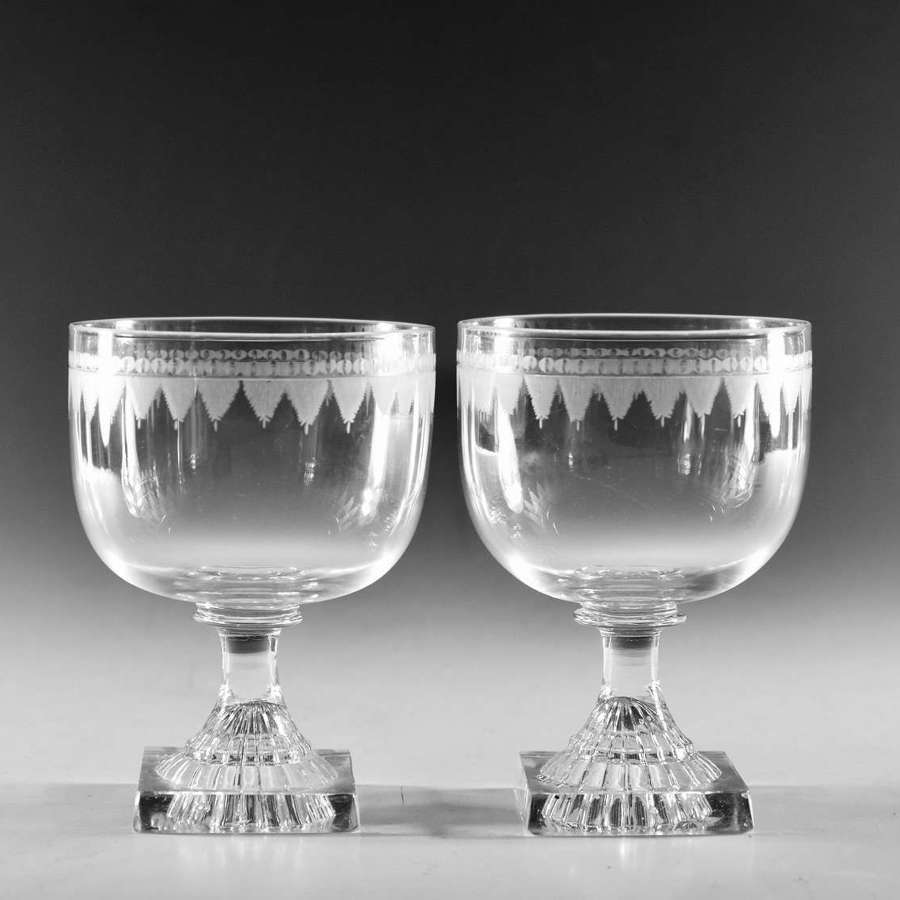 Antique glass pair of rummers English c1810