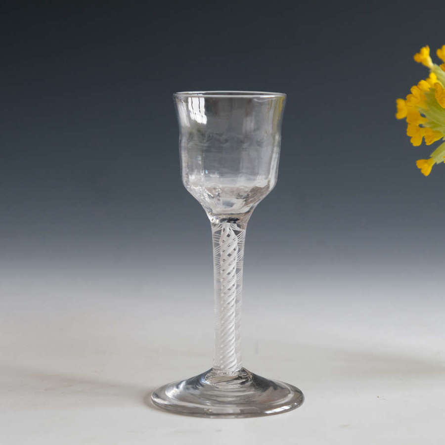 Antique glass opaque twist wine glass English c1765