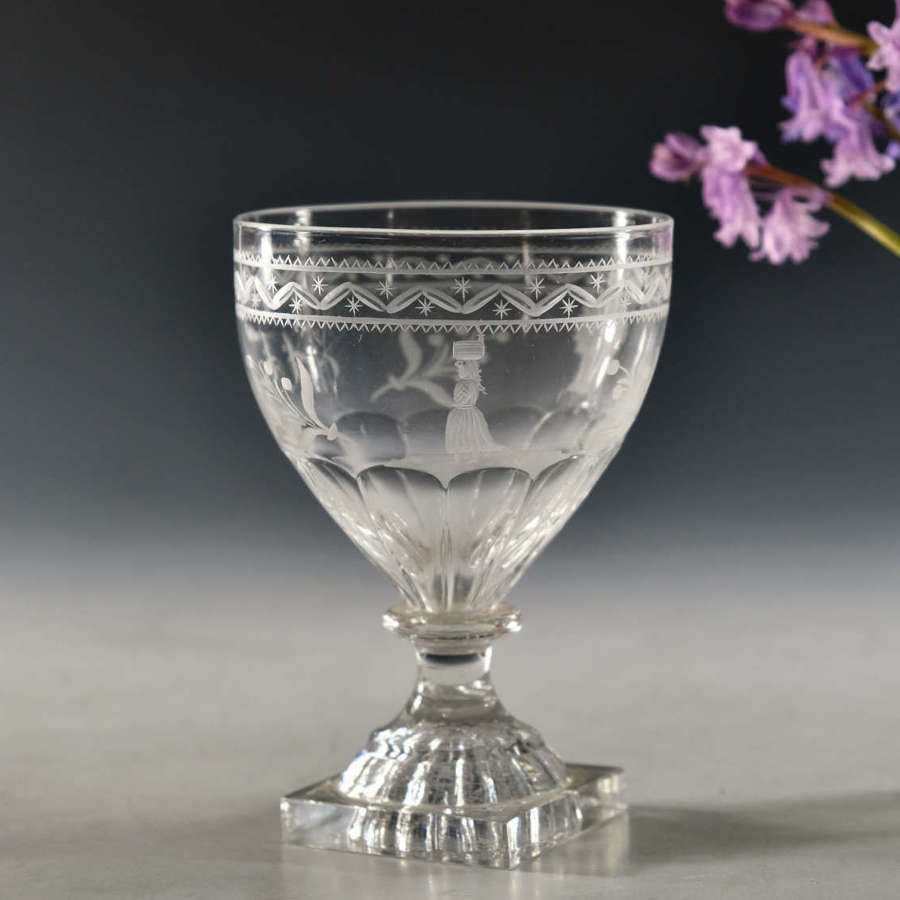 Antique glass rummer engraved English c1800