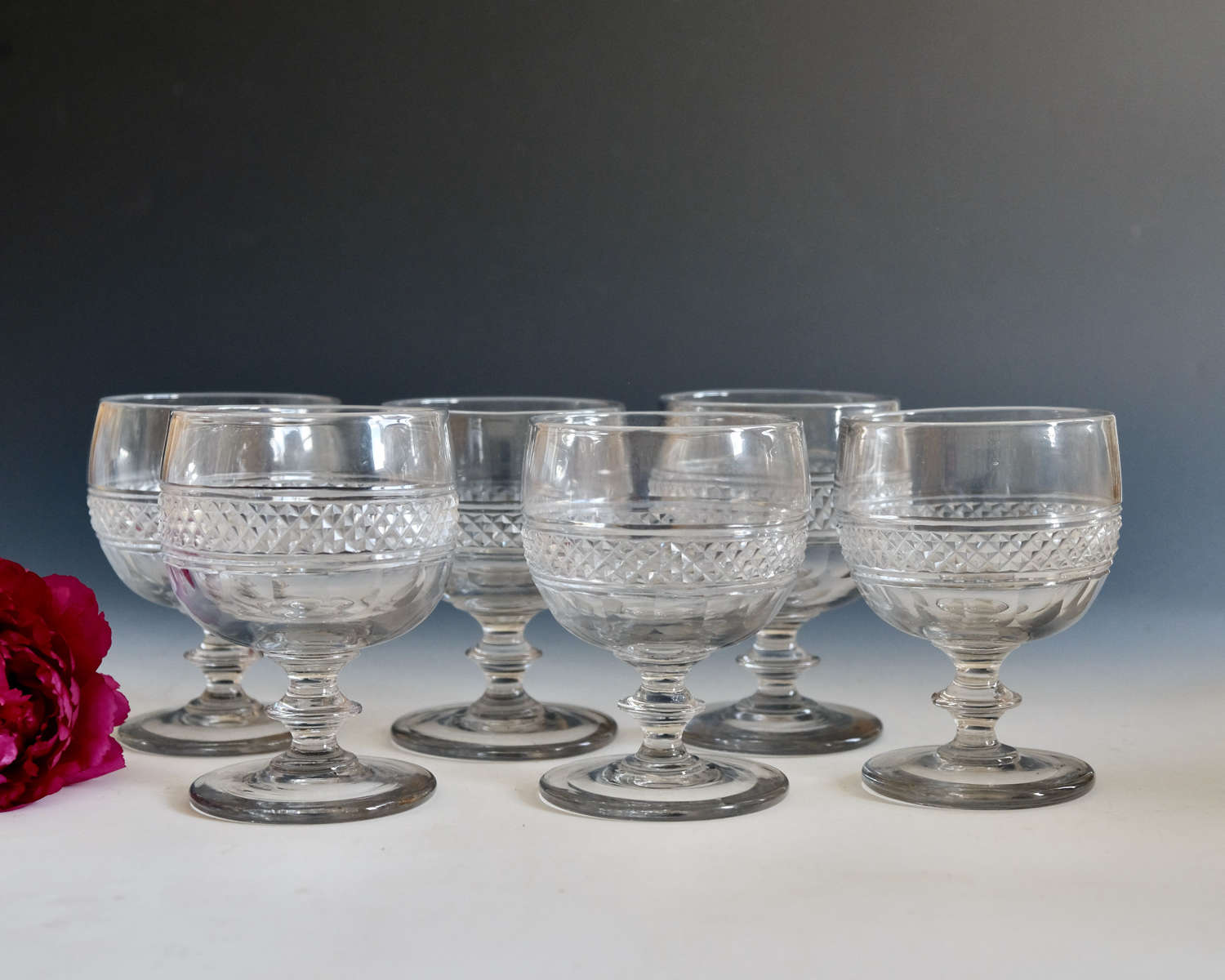 Antique glass rummers set of six Irish c1820