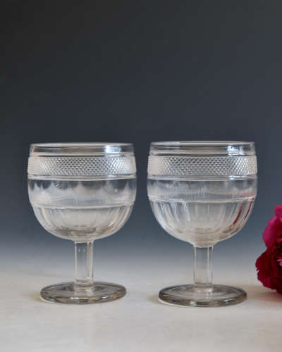 Antique glass rummers pair Irish c1820