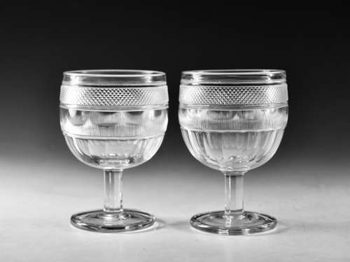 Antique glass rummers pair Irish c1820
