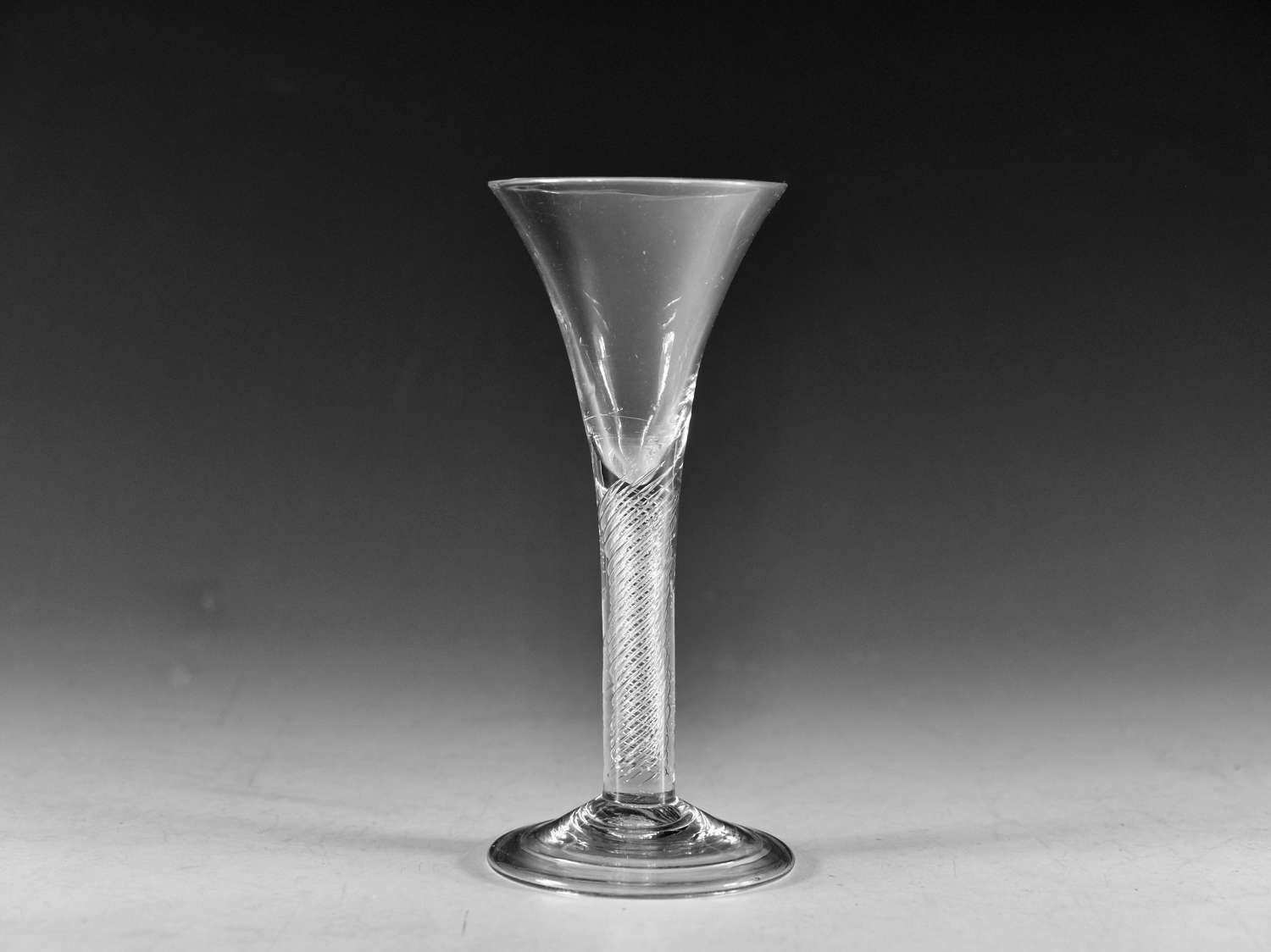 Antique glass multi spiral air twist wine glass English c1755