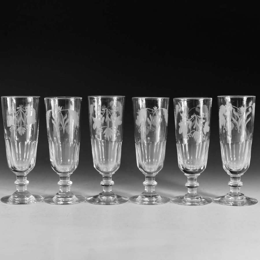 Antique glass set of six ale glasses English c1860