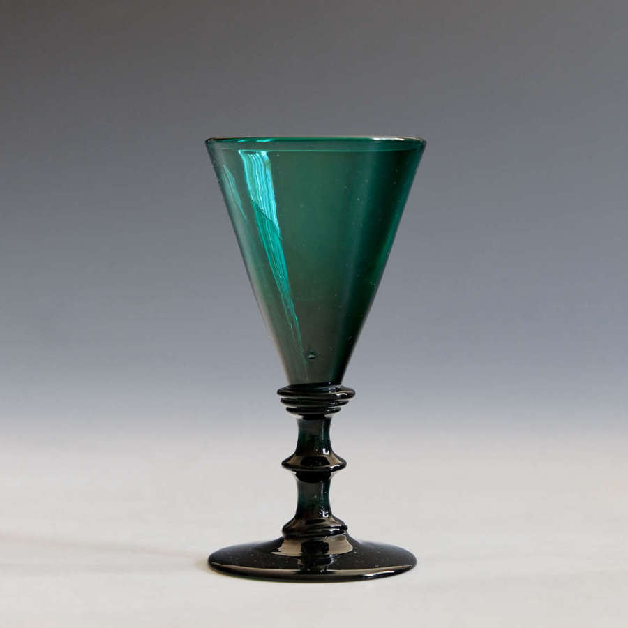 Antique hlass green wine glass English c1830