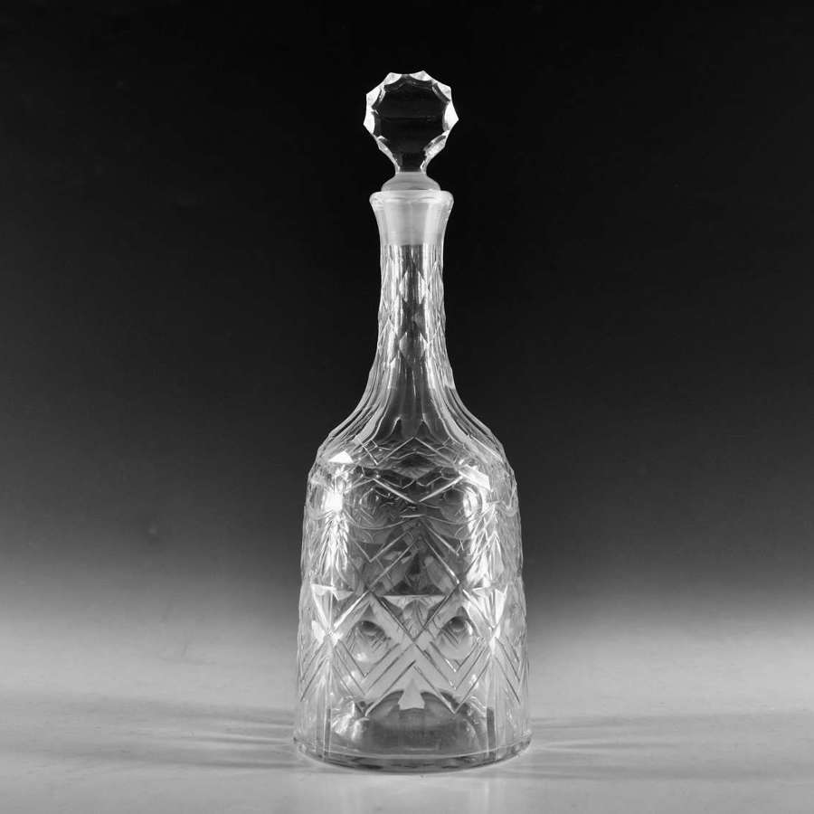 Antique glass decanter facet cut English c1770